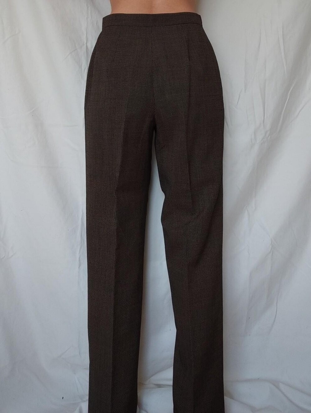 Conrad C Collection Vintage Grey Brown High Waisted Straight Leg Wool Trousers - Picture 4 of 4